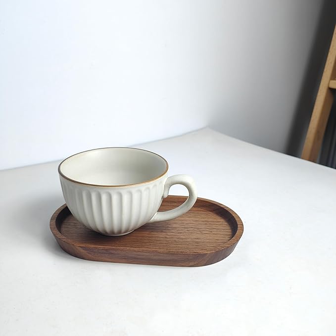 Mini Serving Trays for Parties, Small Decorative Tray for Tea＆Coffee, Oval Wooden Plates for Serving Food for Appetizer＆Vegetables for Bathroom 7.8"×4.6" (Walnut, Set of 2)