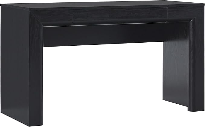 Walker Edison Amira Modern MDF Waterfall Writing Desk with a Built-in Storage Drawer, 52 Inch, Black