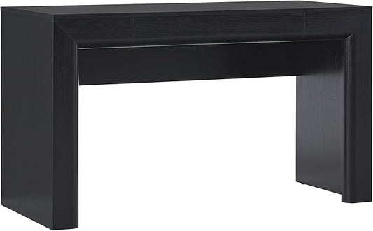 Walker Edison Amira Modern MDF Waterfall Writing Desk with a Built-in Storage Drawer, 52 Inch, Black