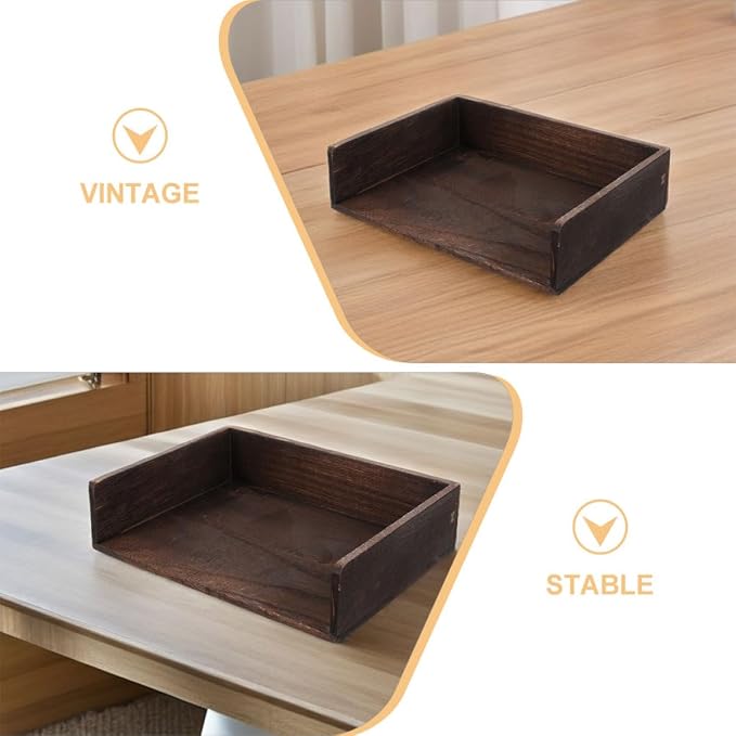 OSALADI 2pcs Vintage Solid Wood Desk Organizer Storage Shelf for Office Supplies Books Stationery Natural Wood Finish for Home Study Room