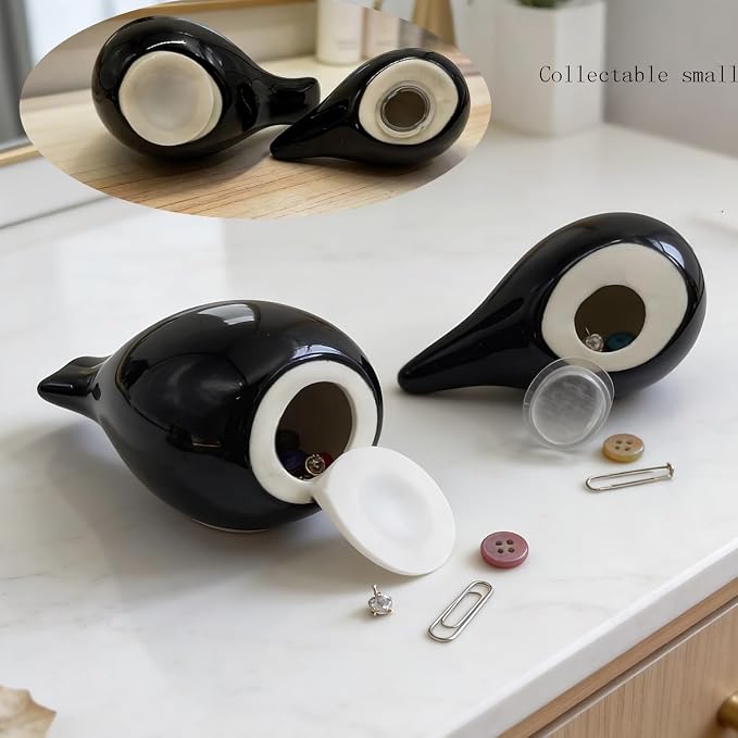 Two-Piece Set of Parent-Child Bird Statues, Modern Home Decor, with Removable Storage Holes, Suitable for bedrooms, Living Rooms, Offices, and Fireplace Mantel Decorations. (Black)