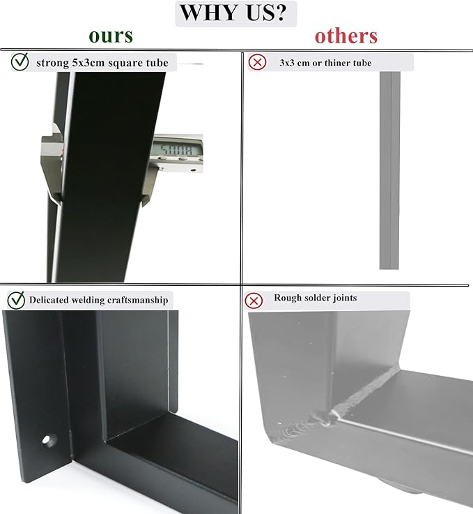 Metal Table Legs 28”Height 17.7”Wide Heavy Duty Desk Legs DIY Furniture Legs for Dining Table,Coffee Table,Office Desk Set of 2