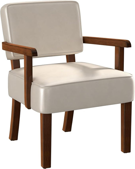 FAGAGA Accent Chair, PU Leather Chair for Living Room Oversized Armchair with Soft Seat and Armrests for Bedroom Dinning Reading Waiting Room (One Chair)
