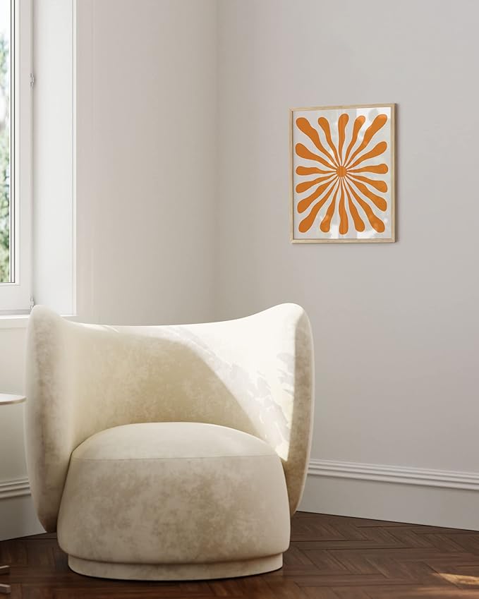 HAUS AND HUES Orange Picture for Wall - Hippie Print Colorful Poster, Trippy Abstract Art Wall Decor, Sun Wall Art Aesthetic (16x20 Unframed)