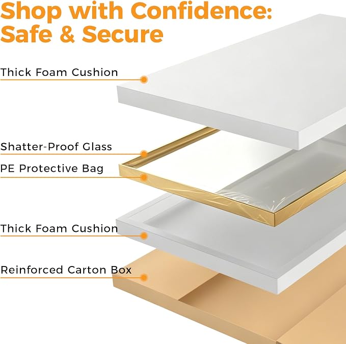 Sweetcrispy Bathroom Mirrors for Over Sink, 24" x 40" Rectangle Wall Mount Mirror with Metal Frame, Modern Vanity Mirror with Tempered Glass, for Home Decor, Anti-Rust, Gold