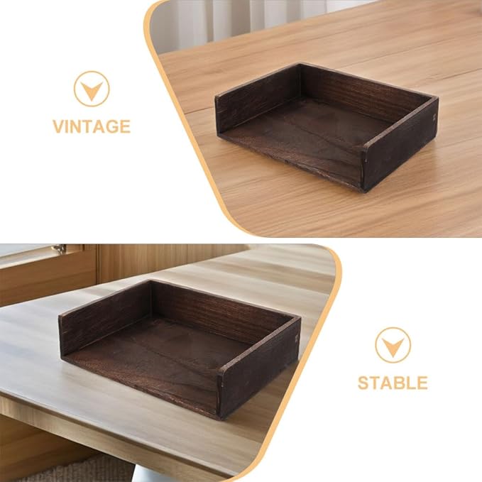 Homoyoyo 2pcs Vintage Solid Wood Desktop Organizer with Design Natural Wood Finish for Office Supplies and Books Stylish Storage for Home and Study Rooms