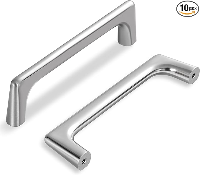 Lardmon 10 Pack Brushed Satin Nickel Modern Cabinet Pulls 3.75 Inch(96mm) Hole Center Timeless Drawer Pulls Vanity Pulls Classic Solid Kitchen Cabinet Handles Hardware for Dresser