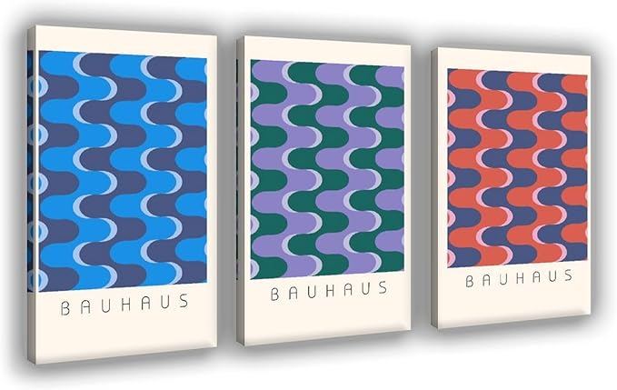 9W Bauhaus Poster Abstract Canvas Wall Art Set of 3 Modern Boho Decor For Bedroom Livingroom Frame-style 24x36inch(60x90cm)