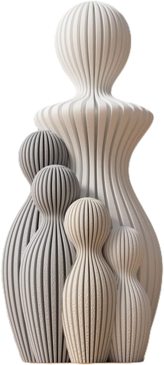 Znet3D “Circle of Care” – Modern Abstract Sculpture of Mother with Four Children – Handmade Minimalist Figurine Set with Custom Color Options Home Decore
