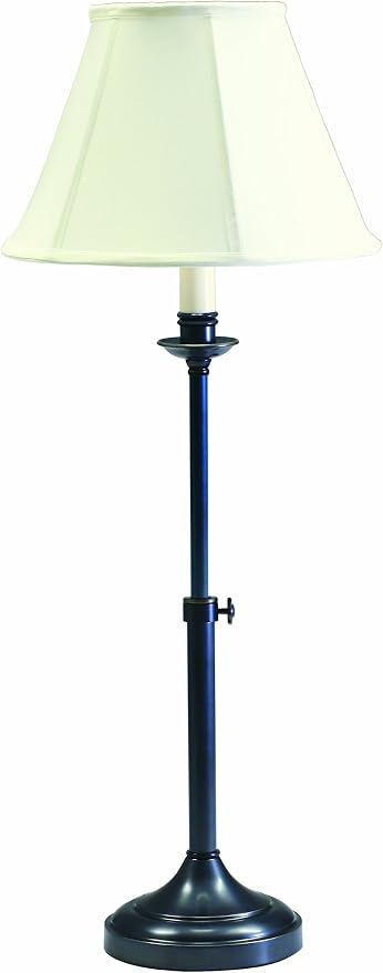 House Of Troy CL250-OB Club Collection Portable Table Lamp with Adjustable Height, Oil Rubbed Bronze with Off White Soft Shade