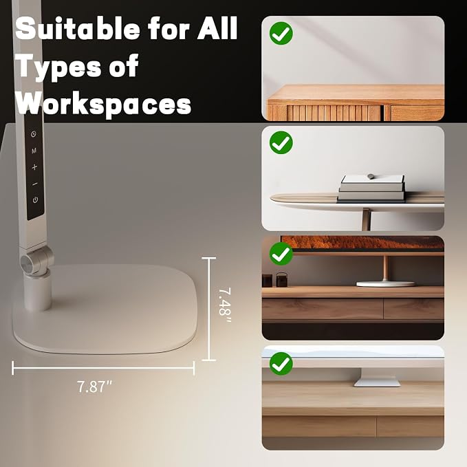 LitONES LED Desk Lamp for Home Office, Professional Eye-Caring Diffused Desk Light, 3 Color 10 Brightness Computer Light, Dimmable Office Lamp with Memory & Timer Func, Metal Swing Arm Table Lamp