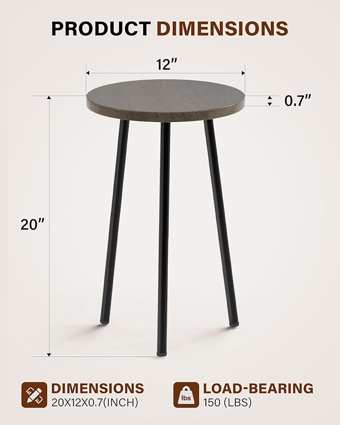 Plant Stand Indoor 2 Pack: Corner Wood 20 Inch Plant Stand Mid Century Modern Decor - Small Round Plant Table for Indoor Plants - Plant Holder for Patio Living Room Bathroom Office (Black Marble)
