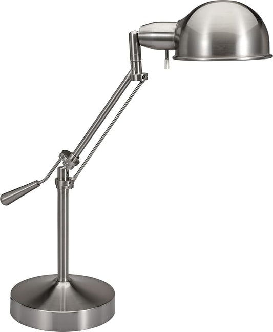 V-LIGHT Pharmacy Style CFL Desk Lamp with Height-Adjustable Tilt-Arm Feature, Brushed Nickel (VS687372BN)