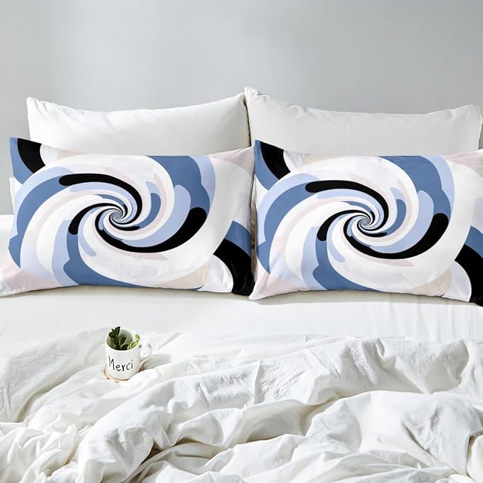 Erosebridal Geometric Circles Comforter Cover King for Kids Teens Adults,Navy Blue Grey Black White Duvet Cover,Abstract Art Bedding Set,Mid Century Minimalist Bed Set with 2 Pillowcases Bedroom Decor