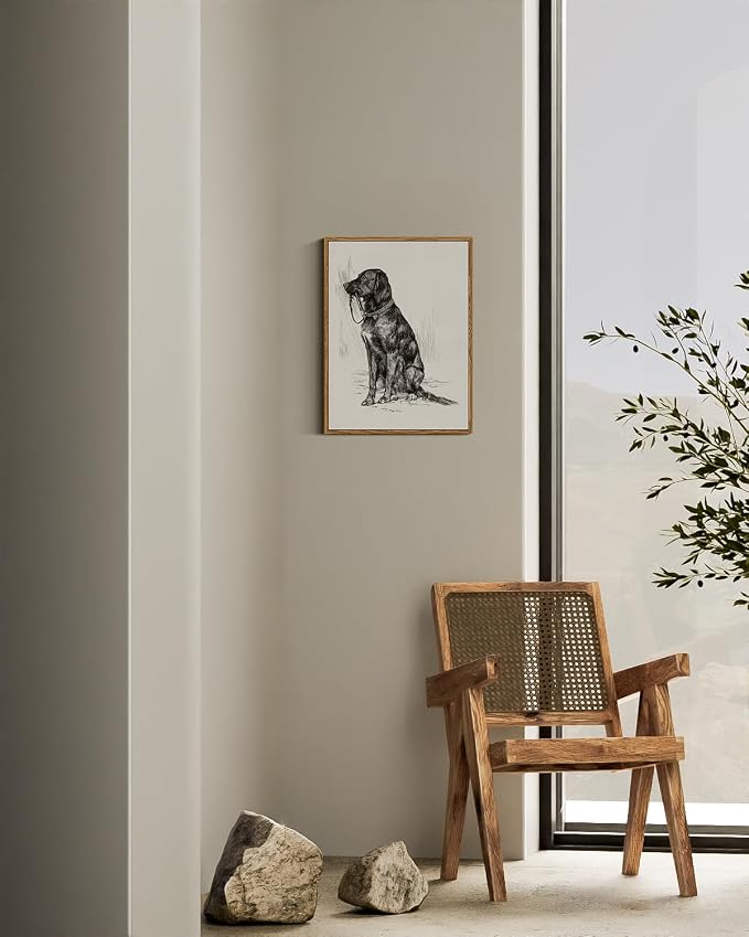 ARPEOTCY Vintage Framed Canvas Wall Art, Dog Art Print for Home Decor, Rustic Country Animal Bathroom Wall Art, Living Room, Bedroom, Office Decor Aesthetic(12x16 Inch)