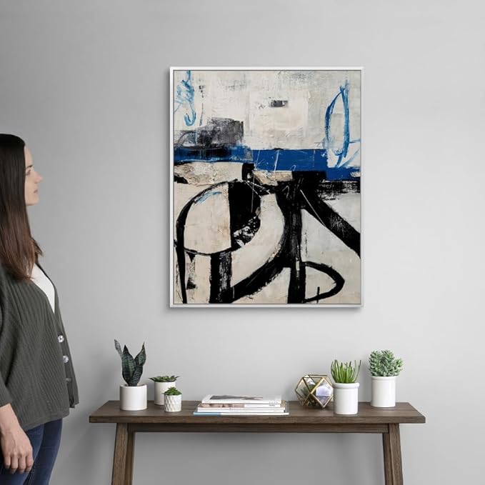 CANVAS ON DEMAND Twisted Emotions White Float Framed Canvas Wall Art Print by Erin Ashley, Abstract, Contemporary, Home Decor, Modern Artwork, 24" x30in