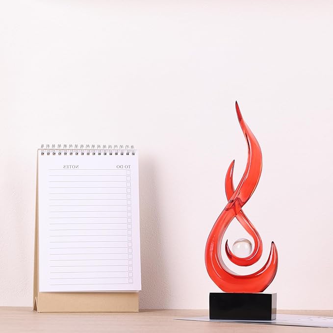 Modern Abstract Art Table Decoration,Resin Flame Statue Modern Red Centerpiece Ornaments for Living Room Great Gift Idea Home Decor,Collectibles