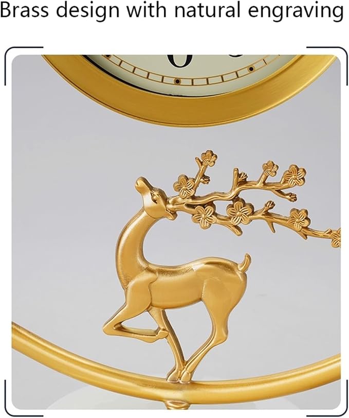 Desk Clock Vintage Desk Clock with 7 Inch Dial Brass Desk Clock Table Clock Decoration for Home Living Room Bedroom Shelf Desktop Clocks (Bla