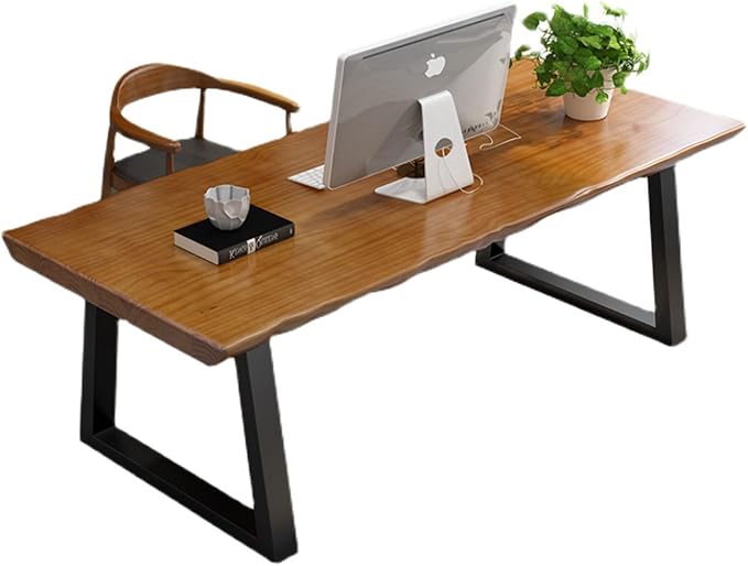 Modern Solid Wood Executive Desk – Spacious and Minimalist Home Office Workstation Perfect for Writing and Professional Use (Light Brown, 63in)