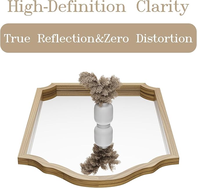 ULIKE Arched Wood Mirror – 24x36 Rustic Wall Mirror for Bathroom or Bedroom, Decorative Vanity Mirror | Solid Wood Frame | Brown | Farmhouse Entryway or Living Room Décor