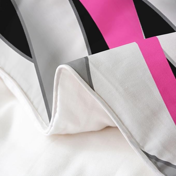 Erosebridal Pink and Black Abstract Bedding Set Twin Waves Striped Geometric 100% Cotton Duvet Cover Stripes Aesthetic Line Comforter Cover for Kids Teens Adults Contemporary Boho Bed Set 2 Pcs