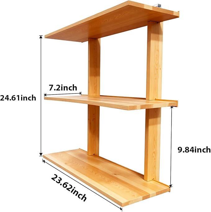 Wall Shelves，Variable Wood Floating Shelves of 3 Tier，Solid Oak Wall-Mounted Shelves for Bathroom, Living Room & Farmhouse Decor ，Easy Install Rustic Wood Floating Shelves