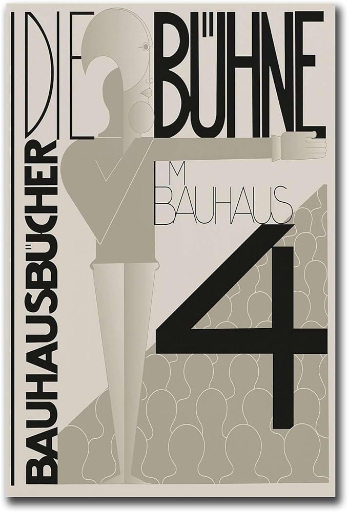 Canvas Painting Wall Mural Print Bauhaus Graphic Design Exhibition Poster Black White Modern Scandinavian Wall Art Abstract Line Typography Decor Living Room and Bedroom Home Decoration 12x18inch wood