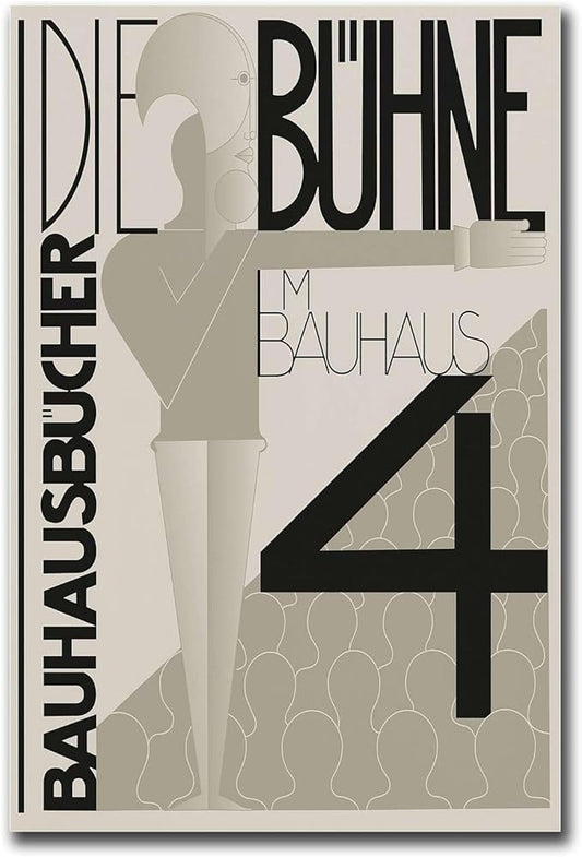 Canvas Painting Wall Mural Print Bauhaus Graphic Design Exhibition Poster Black White Modern Scandinavian Wall Art Abstract Line Typography Decor Living Room and Bedroom Home Decoration 12x18inch wood