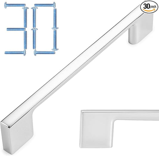 KOOFIZO 30 Pack 5 Inch Polished Chrome Kitchen Cabinet Pulls Chrome Cabinet Handles Chrome Cabinet Hardware for Kitchen Cabinets Drawer P01 Dresser Cupboard Bedroom Bathroom