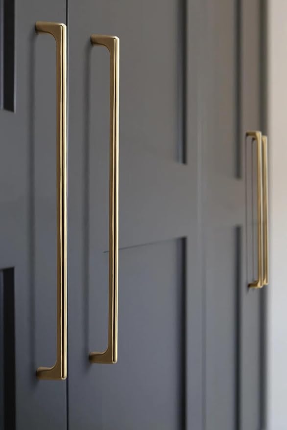 Goo-Ki Shinging Gold Cabinet Pulls with 12.6''(320mm) Hole Centers, Modern Style Zinc Alloy Cabinet Handles for Dresser,Wardrobe,Cupboard- 6 Pack