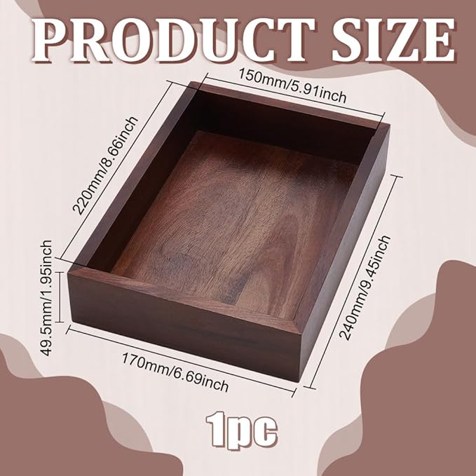 UNICRAFTALE Wood Desk Organizer Tray Rectangle Letter Tray for Office Desktop Organizer Brown Vintage Wood Paper Trays Magazine Holder Trays for File Pens Mail Keys 9.44"x6.69"x1.9"