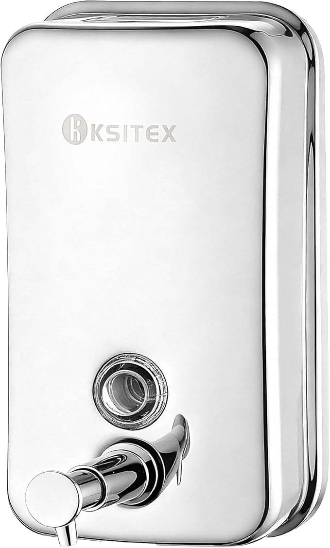Stainless Steel Soap Dispenser Wall Mounted, 27oz Commercial Hand Soap Dsipenser, Manual Anti-Leak Pump Liquid Soap Dispenser, Rust-Proof Lining Hand Sanitizer Lotion Dispenser for Bathroom