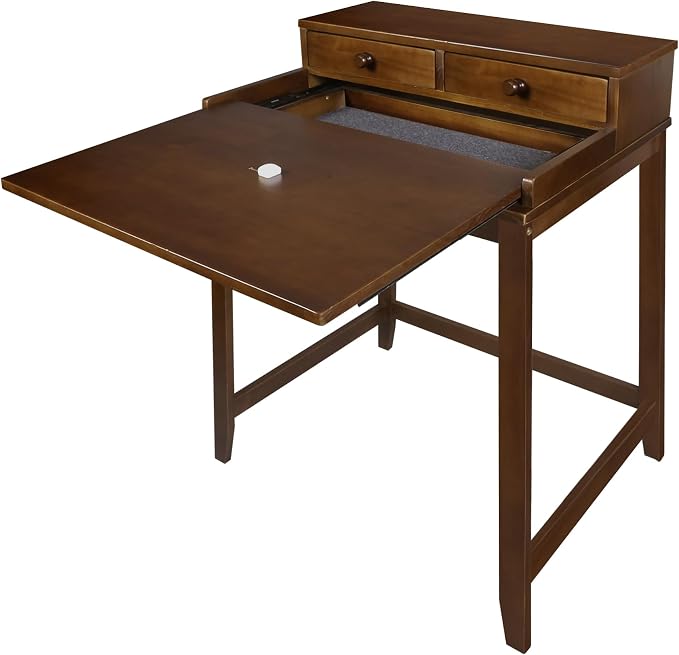 Solid Wood Home Office Computer Desk with Drawers, Pull-Out Tray, and Concealed Compartment