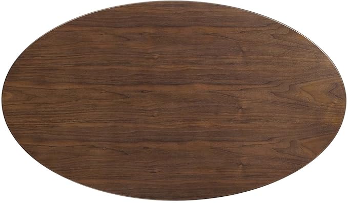 Modway Lippa 48" Oval-Shaped Mid-Century Modern Dining Table with Walnut Top and Black Base