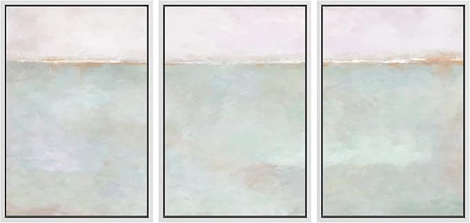 SIGNWIN Framed Canvas Print Wall Art Set Grunge Multicolor Pastel Landscape Shapes Abstract Illustrations Modern Art Decorative Nordic Chic Zen for Living Room, Bedroom, Office - 24"x36"x3 White