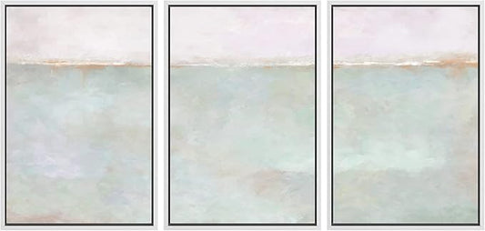 SIGNWIN Framed Canvas Print Wall Art Set Grunge Multicolor Pastel Landscape Shapes Abstract Illustrations Modern Art Decorative Nordic Chic Zen for Living Room, Bedroom, Office - 24"x36"x3 White