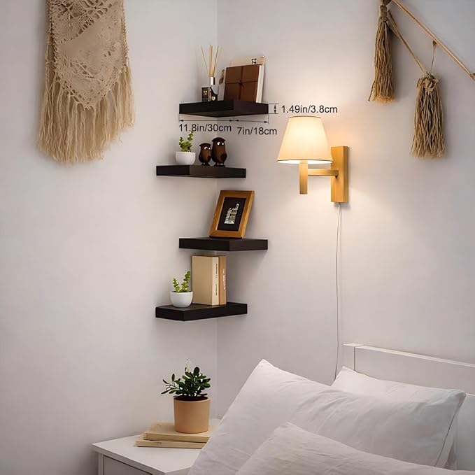 Floating Shelves for Wall, Black Small 11.8" Bathroom Wall Shelves and Floating Shelf for Storage, Display and Decor, Ideal Over Toilet, Bedroom, Kitchen or Living Room, 2-Pack