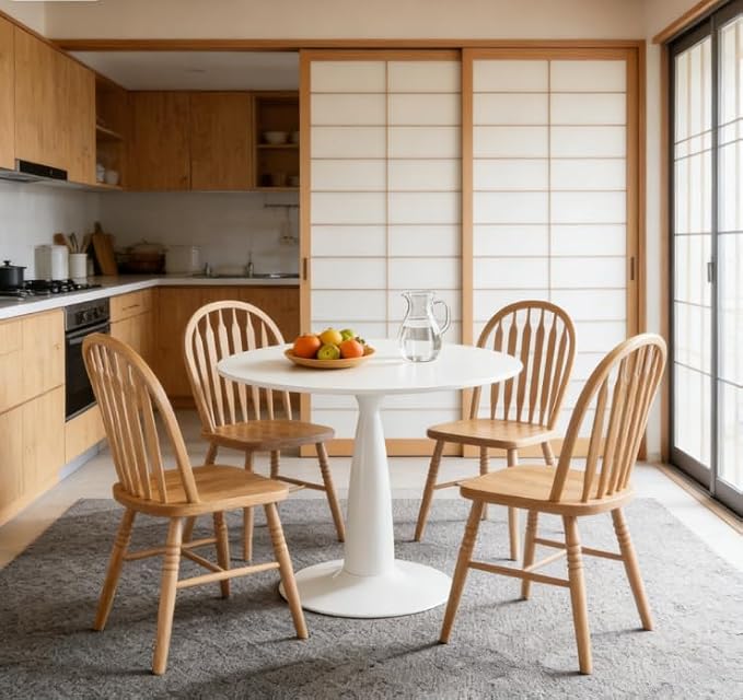 31.5" Round White Dining Table, Mid Century Modern Round Dining Pedestal Table, White Coffee Table for Kitchen Dining Room, Office, Save Space
