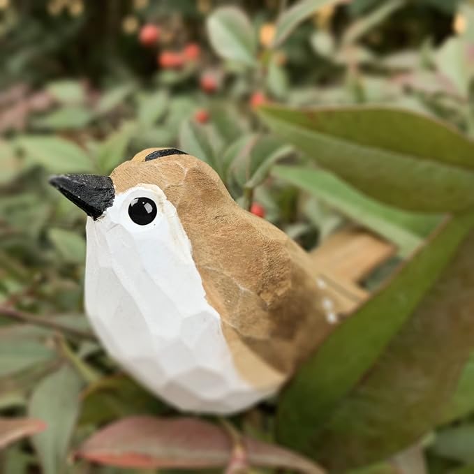 Bird Figurines Hand Carved Painted Wooden Statues for Home Decor, Gift for Bird Lovers,Housewarming, Birthday, Christmas, Anniversaries (NO.12-Regulus satrapa)