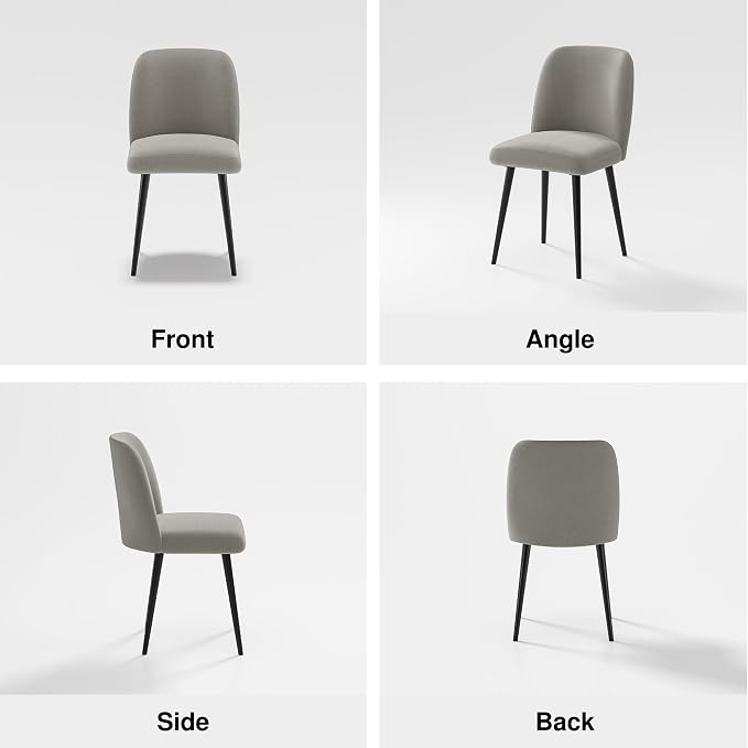 Casaphoria Dining Chairs Set of 2, Modern Fabric Kitchen Chairs with Grey Metal Legs, Comfortable Dining Room Side Chairs for Home, Living Room,Restaurant