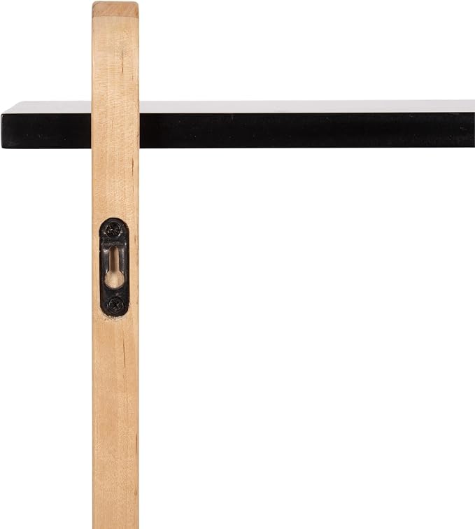 Kate and Laurel Summit Modern Three-Tier Wall Shelf, 18 x 6 x 25, Black and Natural Wood, Transitional Decorative Multi-Tiered Storage Shelf Wall Organizer for Decor and Display