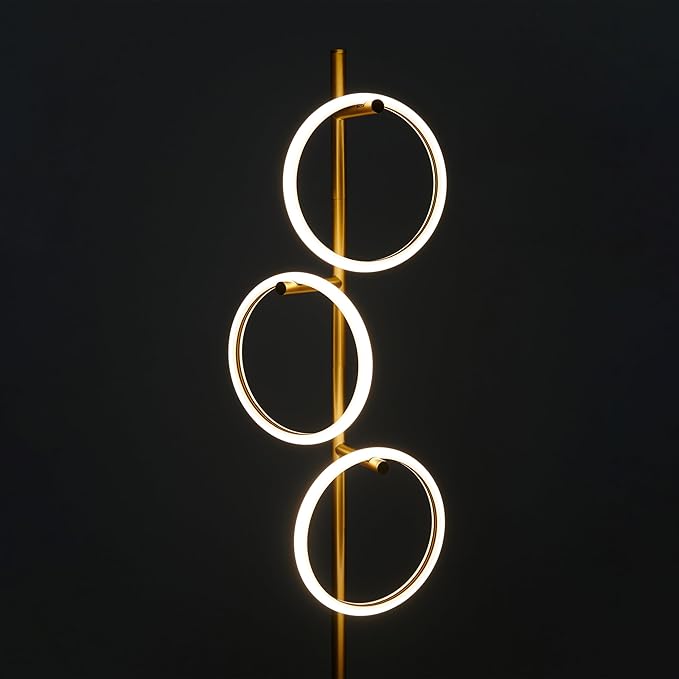 Brightech Saturn Floor Lamp, Great Living Room Decor, Tall Contemporary Standing Tree Light for Offices, Living Rooms, with 3 LED Heads for Bedroom Reading - Gold/Brass