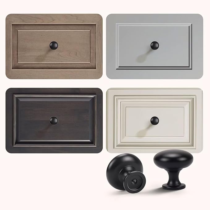25 Pack Matte Black Cabinet Knobs,1-3/16 Inch(29.5mm) Solid Drawer Knobs,Black Kitchen Cabinet Pulls,Round Dresser Knobs, Modern Drawer Pulls for Dresser Drawers