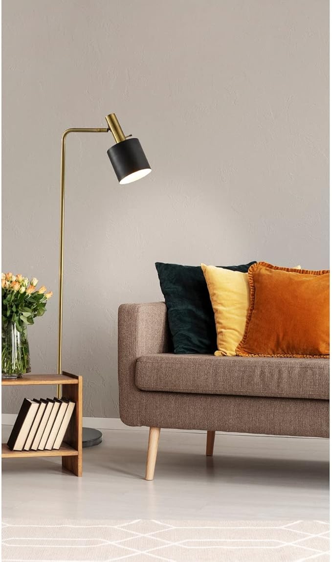 Adesso 3159-01 Emmett Floor Lamp, 61 in., 60W, Antique Brass & Black, 1 Table Lamp