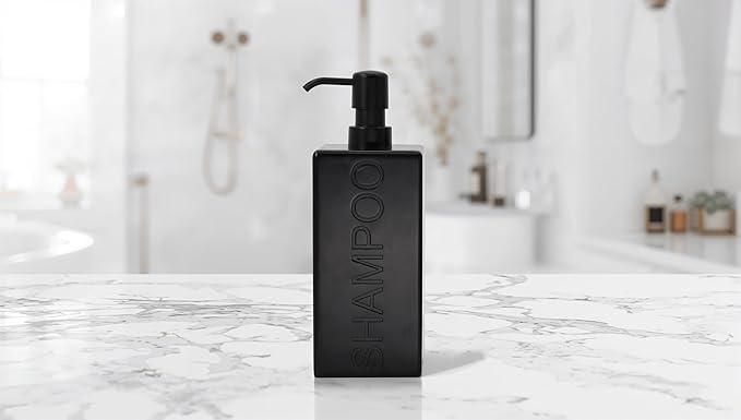 Rectangular Resin Dispenser Premium Bathroom Shampoo Conditioner Body Wash Bottle Modern Refillable Pump Design