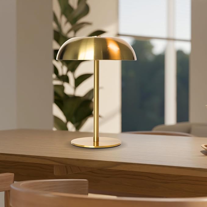 Portable LED Mushroom Table Lamp, Cordless Desk Night Light with 5200mAh Rechargeable Battery, Stepless Dimming Small Lamp with 3 Color and Brightness Control for Bedroom/Patio/Bar/Coffee shop (Black)