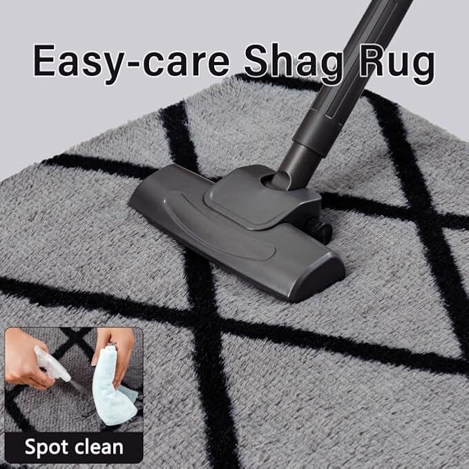 5x8 Checkered Rug for Bedroom Grey and White Modern Soft Area Rug Fluffy Non-Slip Carpet for Living Room Playroom Home Aesthetic Decor