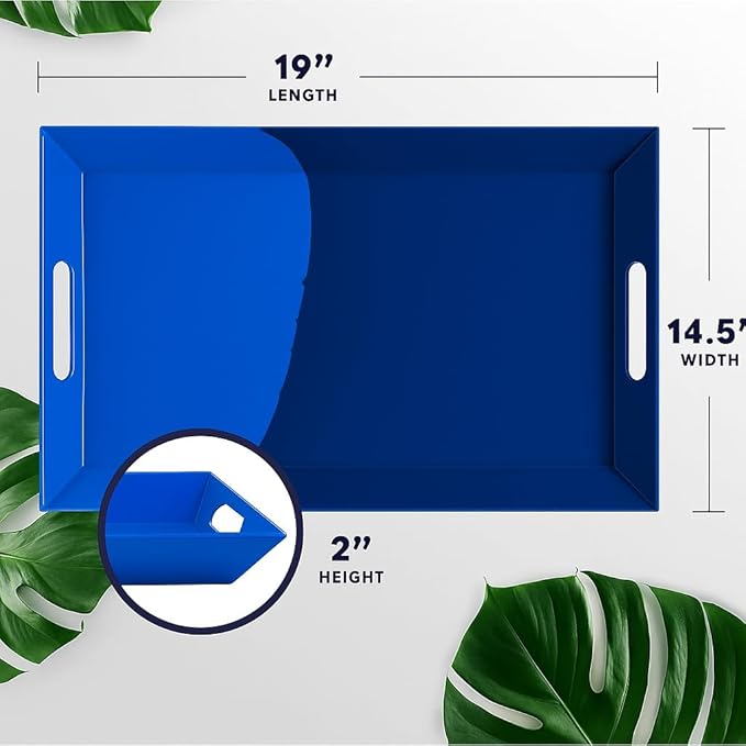 Melamine Serving Tray with Handles, Chip and Break-Resistant, Durable and Kid-Friendly Food Tray for Indoor and Outdoor, Dishwasher Safe, Cobalt/Navy - Thomas Fuchs Creative