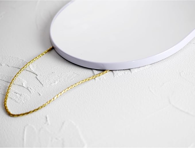 Oval Mirror, Oval Wall Mirror with Lanyard, High Definition Bathroom Mirror for Bathroom, Hallway, Living Room (White, 9.2x15.9inch)