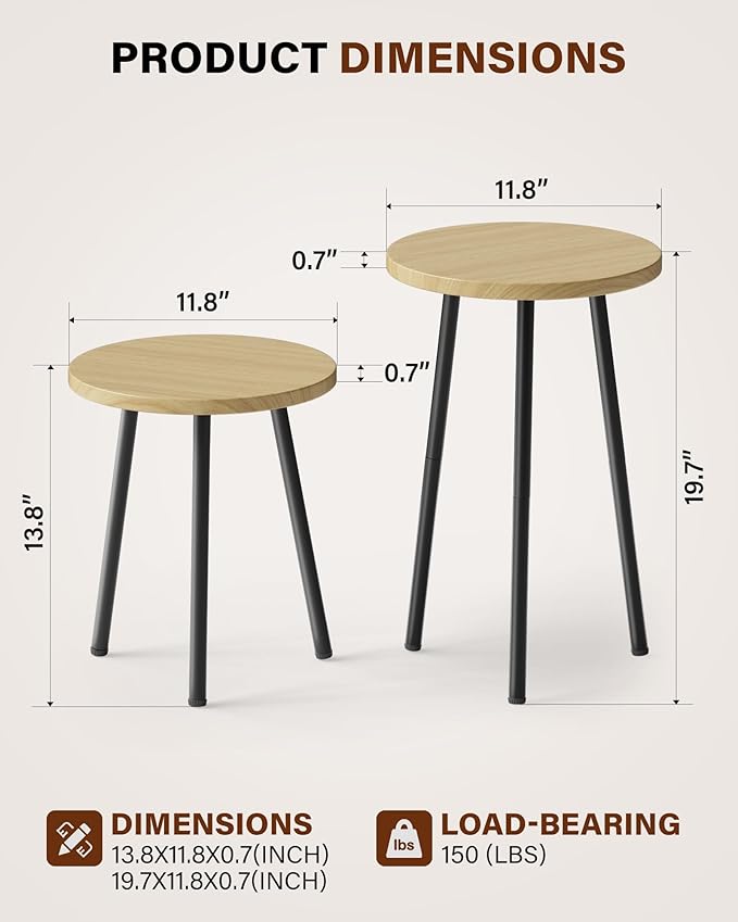 Plant Stand Indoor Tall: Corner Wood Plant Stand 2 Pack Mid Century Modern Decor - Small Round Plant Table for Indoor Plants - Outdoor Plant Holder for Patio Living Room Office (Burlywood)